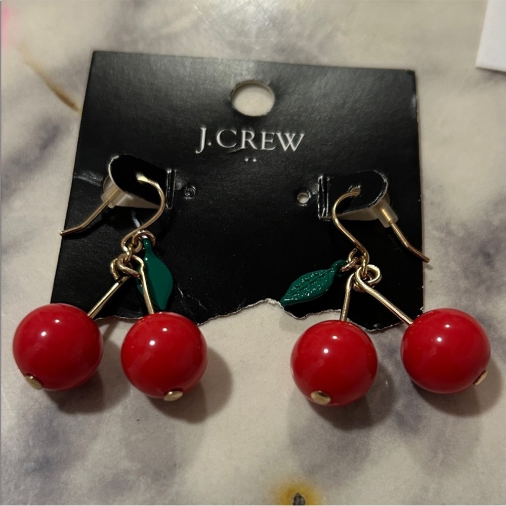 J. Crew Red and Green Cherry Earrings